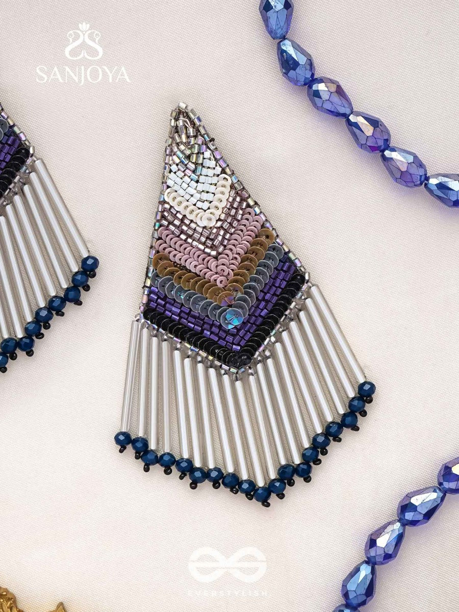 Akshaja- The Shimmering Diamond- Sequins And Glass Beads Embroidered Earrings