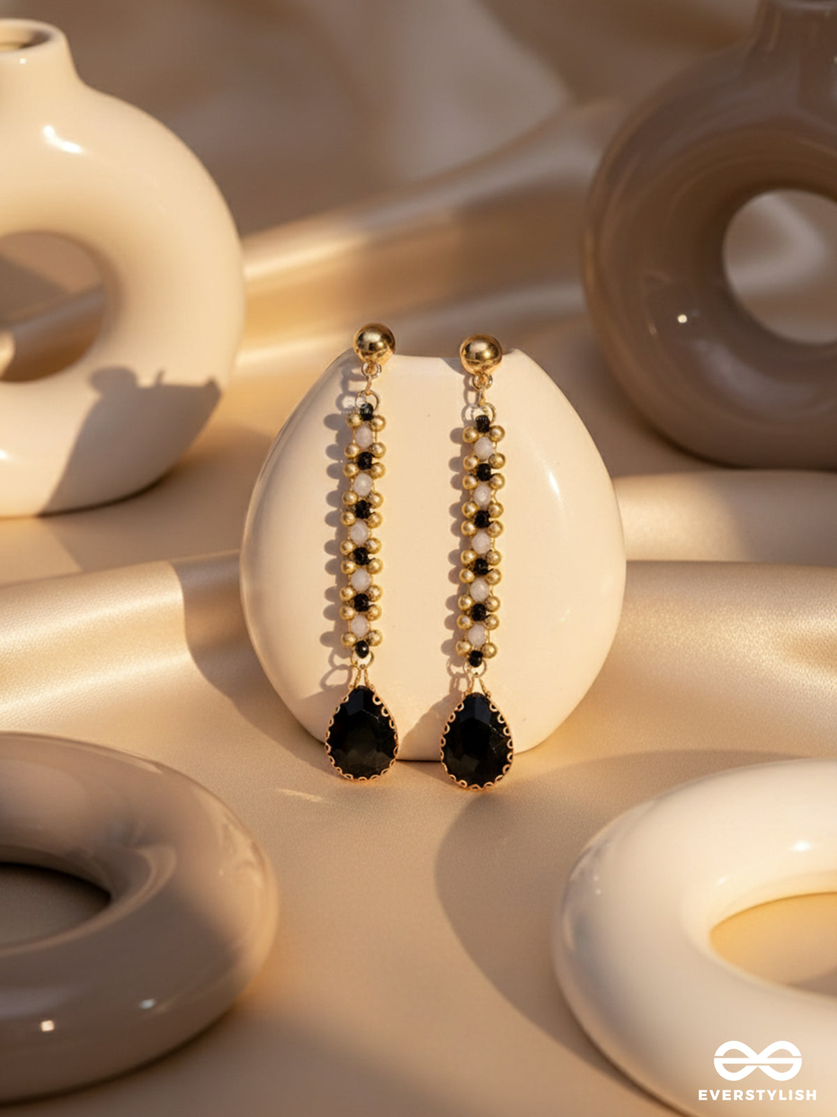 The Shades Of Gray- Golden Embellished Earrings