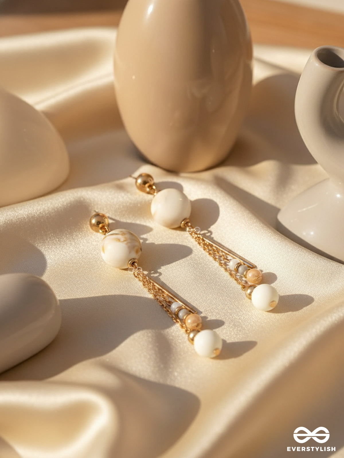 The Stellar Dawn- Golden Embellished Sandstone Earrings