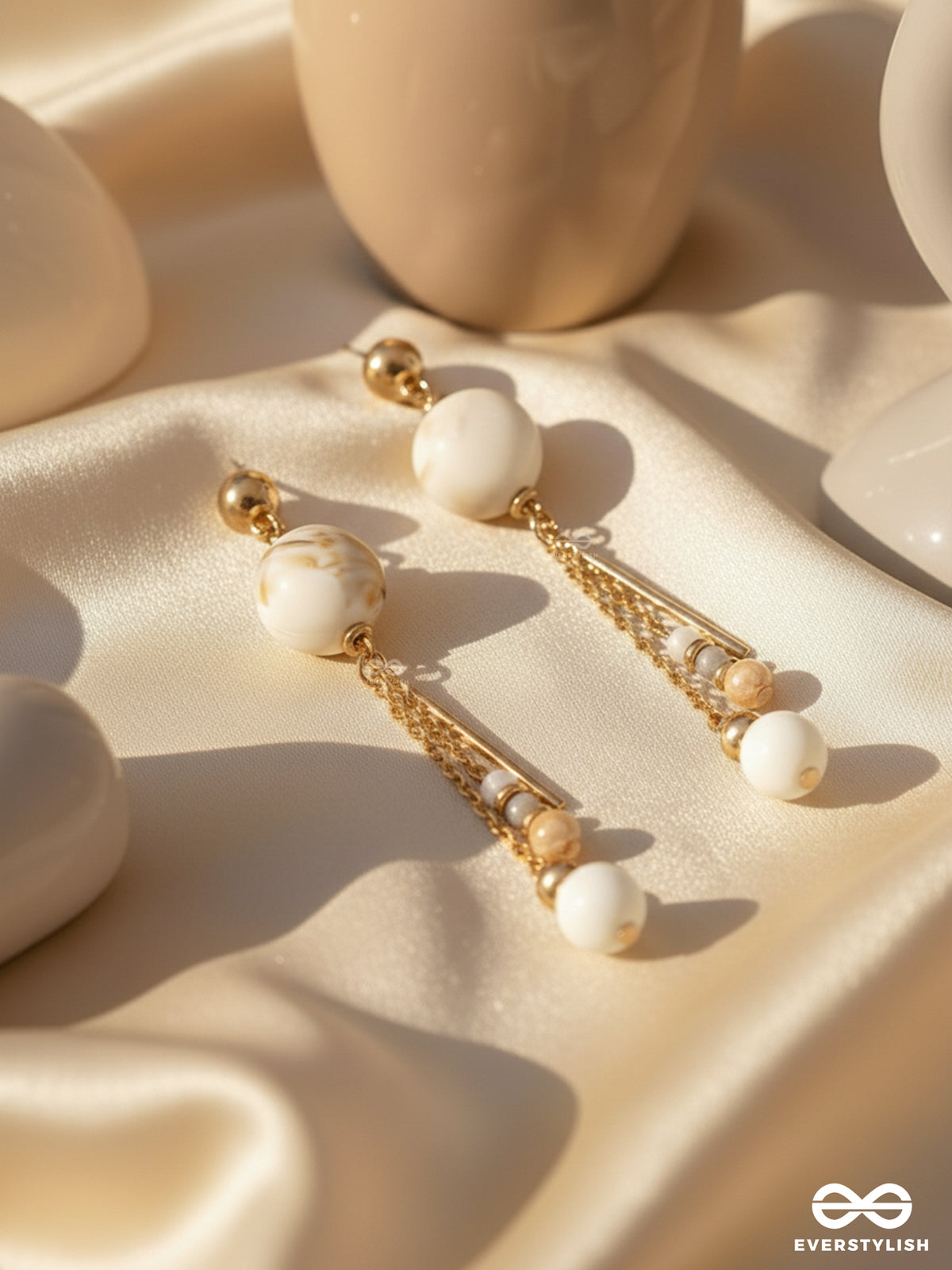 The Stellar Dawn- Golden Embellished Sandstone Earrings