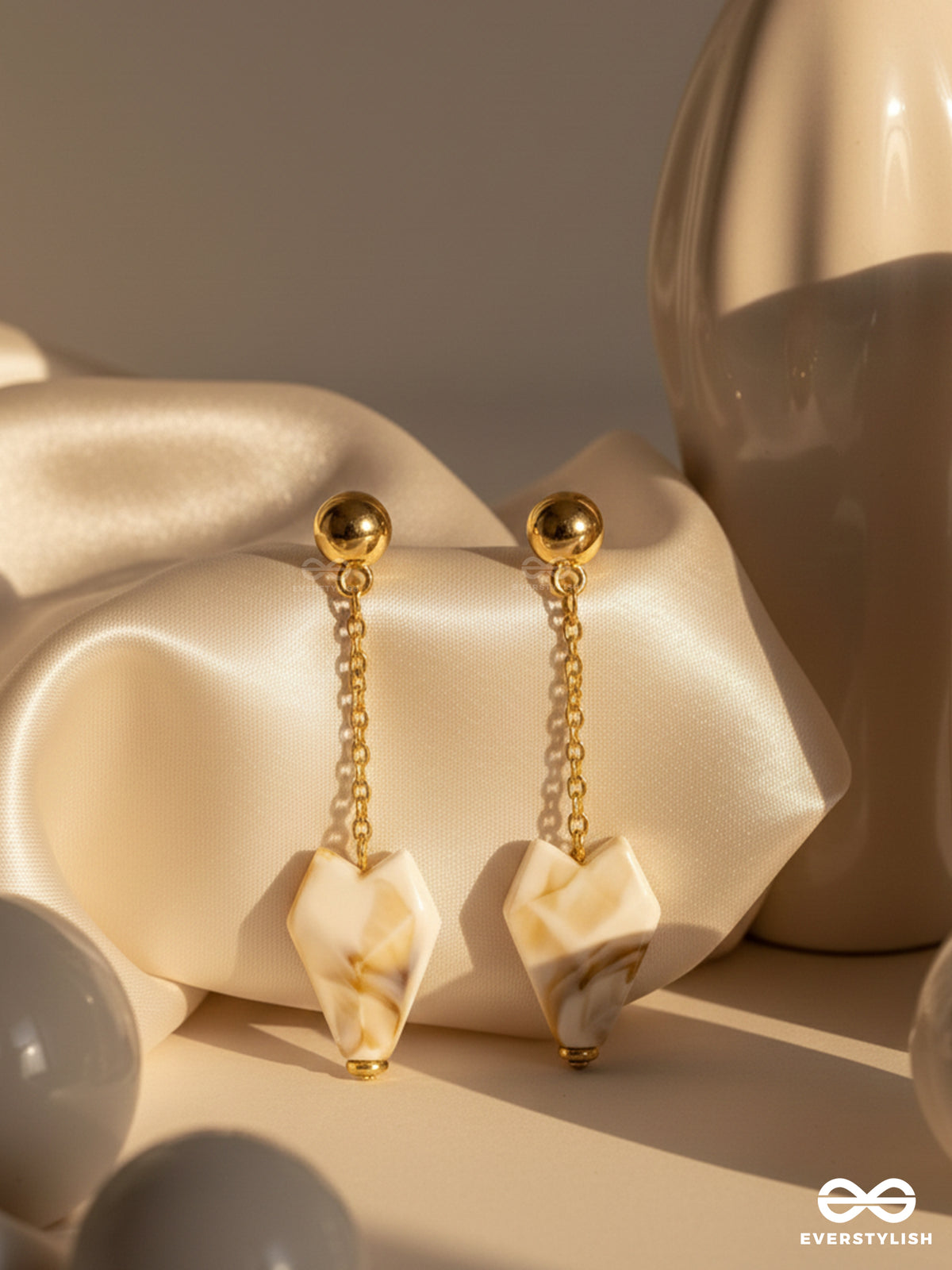 In A Nut'shell''- Golden Embellished Sandstone Earrings