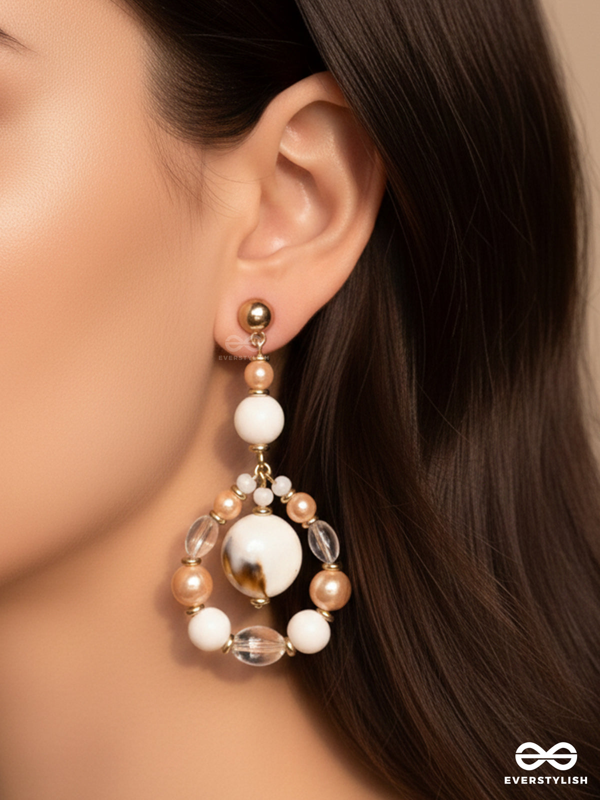 Sand N Shells- Golden Embellished Sandstone Earrings