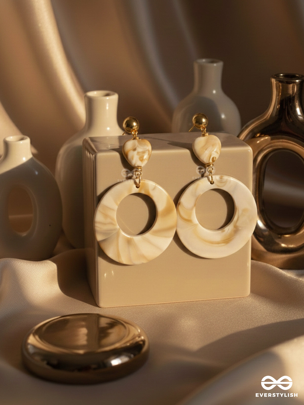 The 'Sea'sational- Golden Embellished Sandstone Earrings