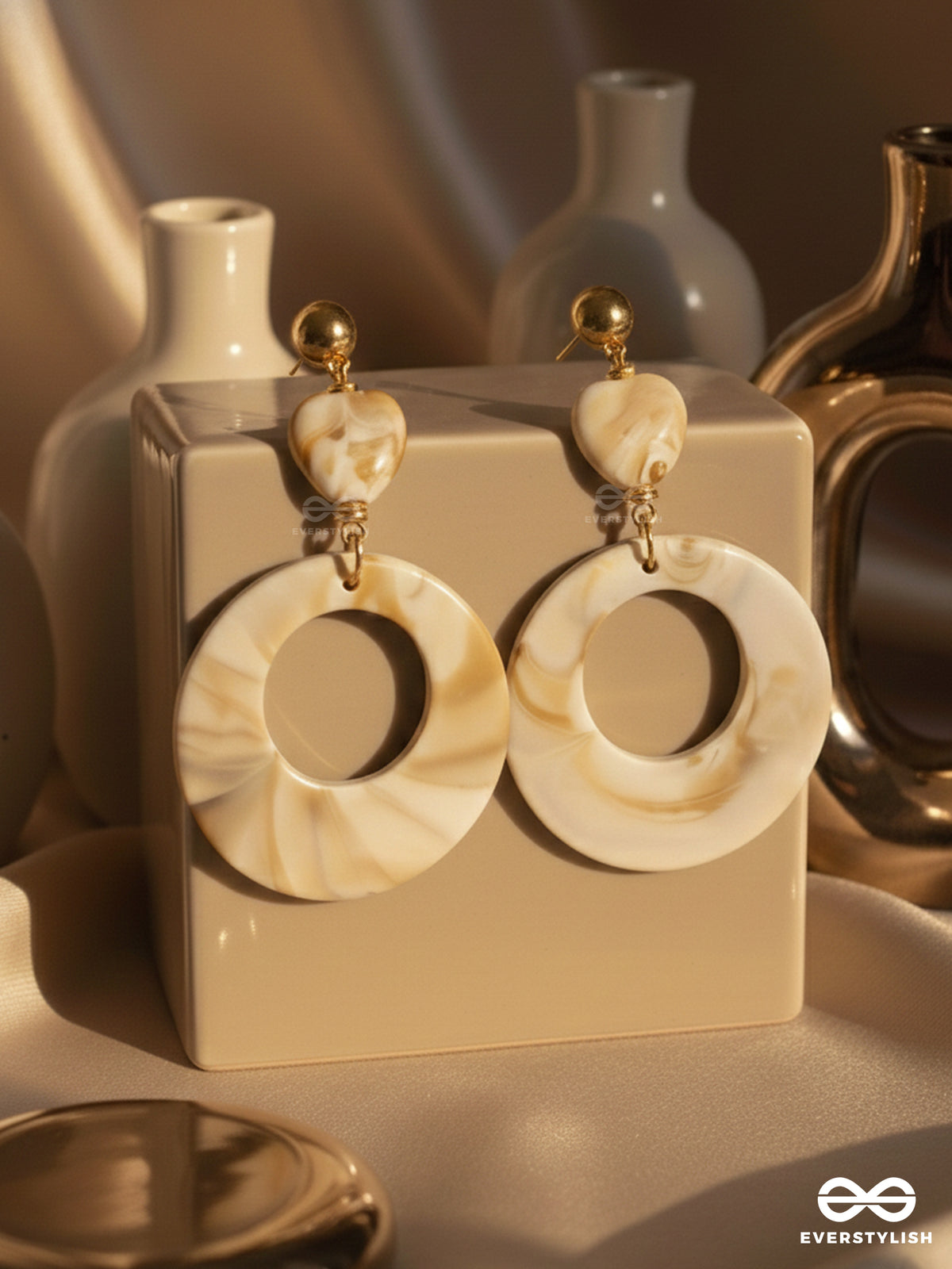 The 'Sea'sational- Golden Embellished Sandstone Earrings