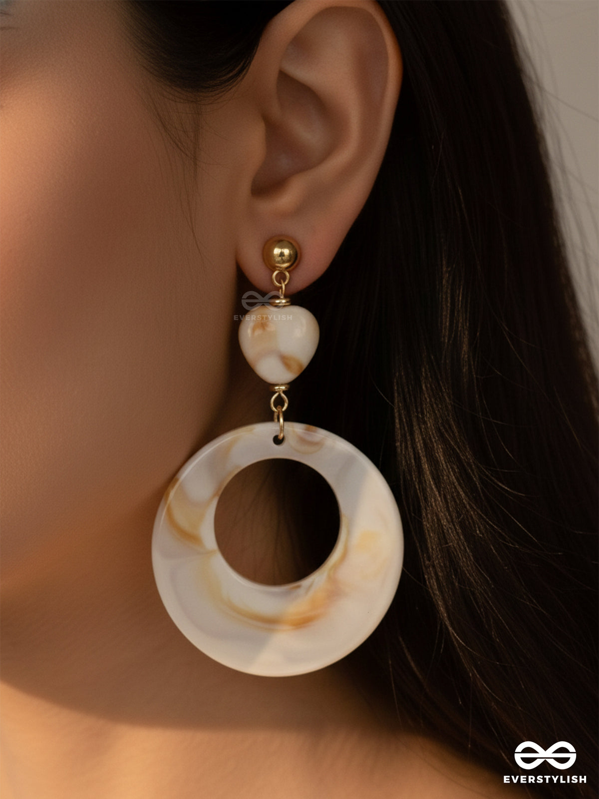 The 'Sea'sational- Golden Embellished Sandstone Earrings