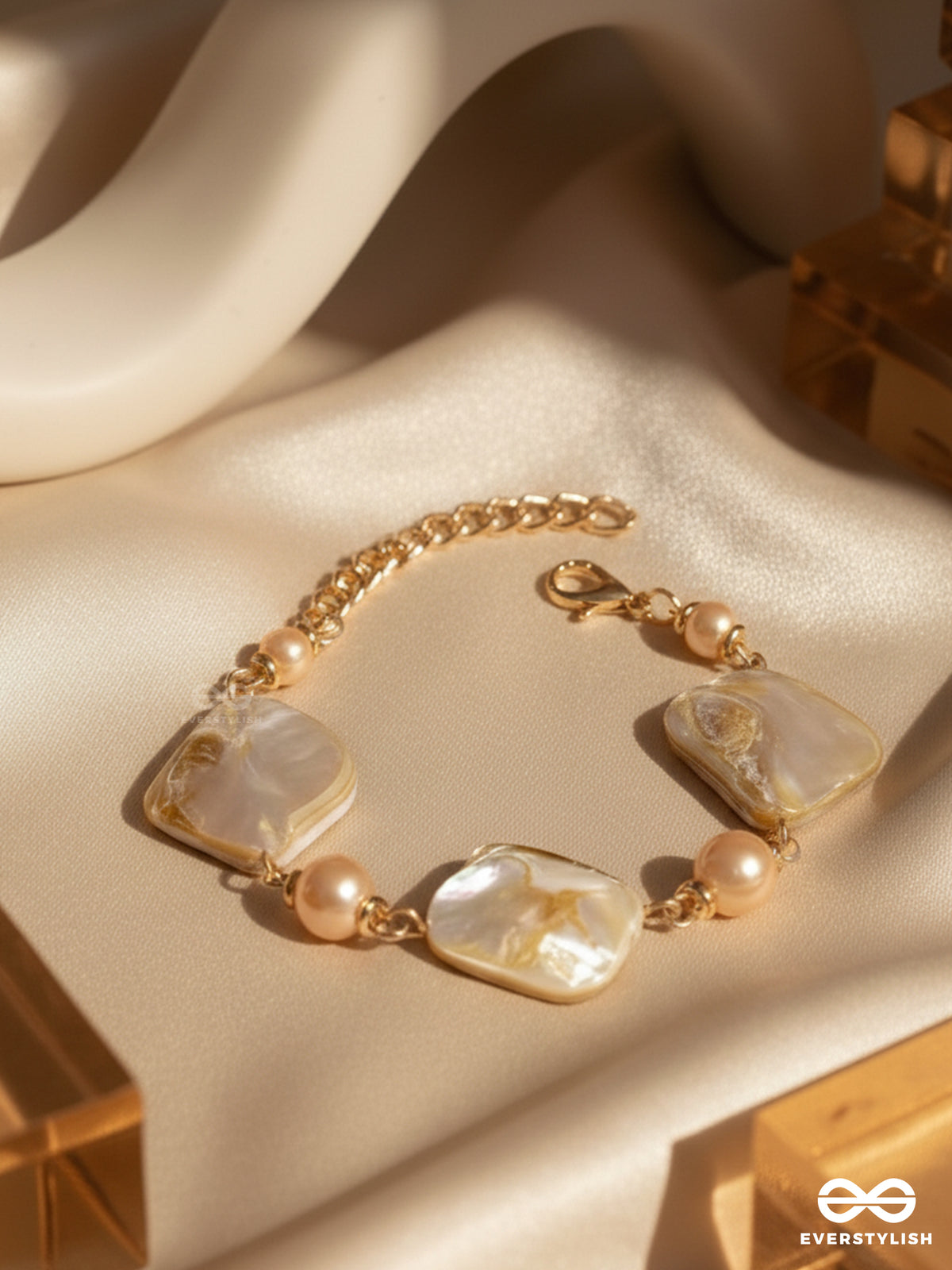 The Ocean Wonder- Golden Embellished Sandstone Bracelet