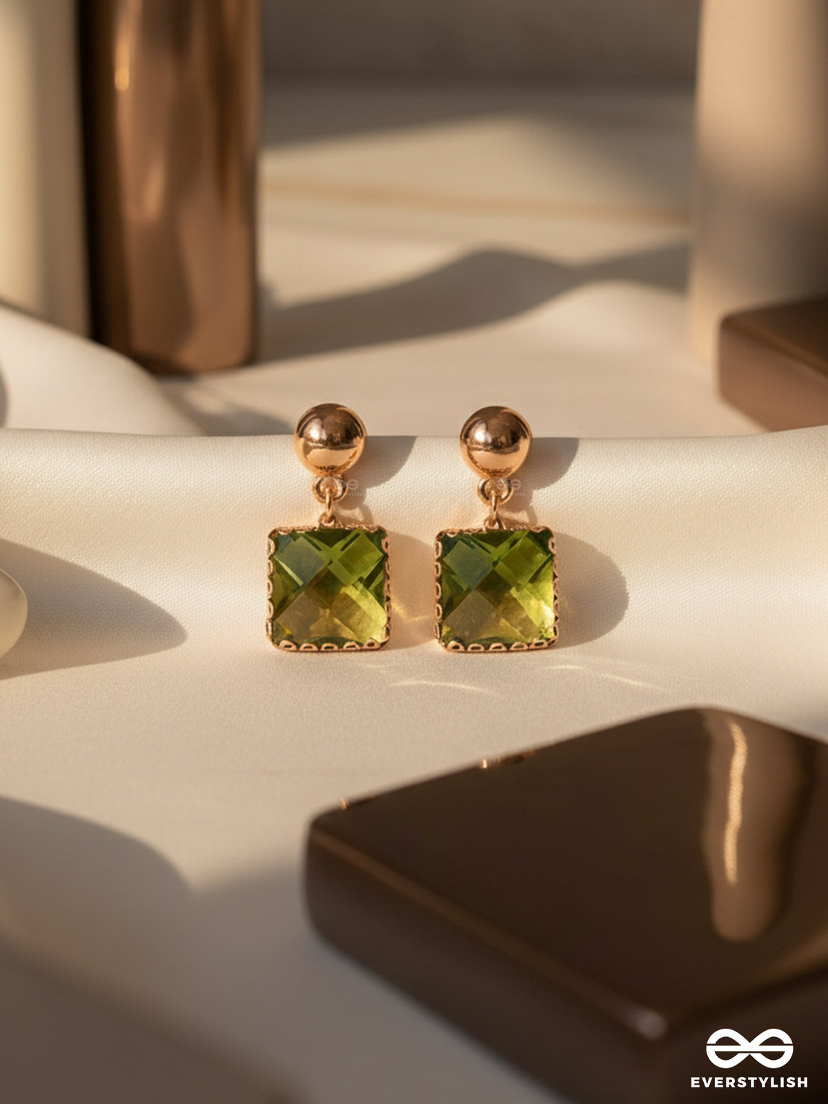 The Jade Box- Golden Embellished Earrings
