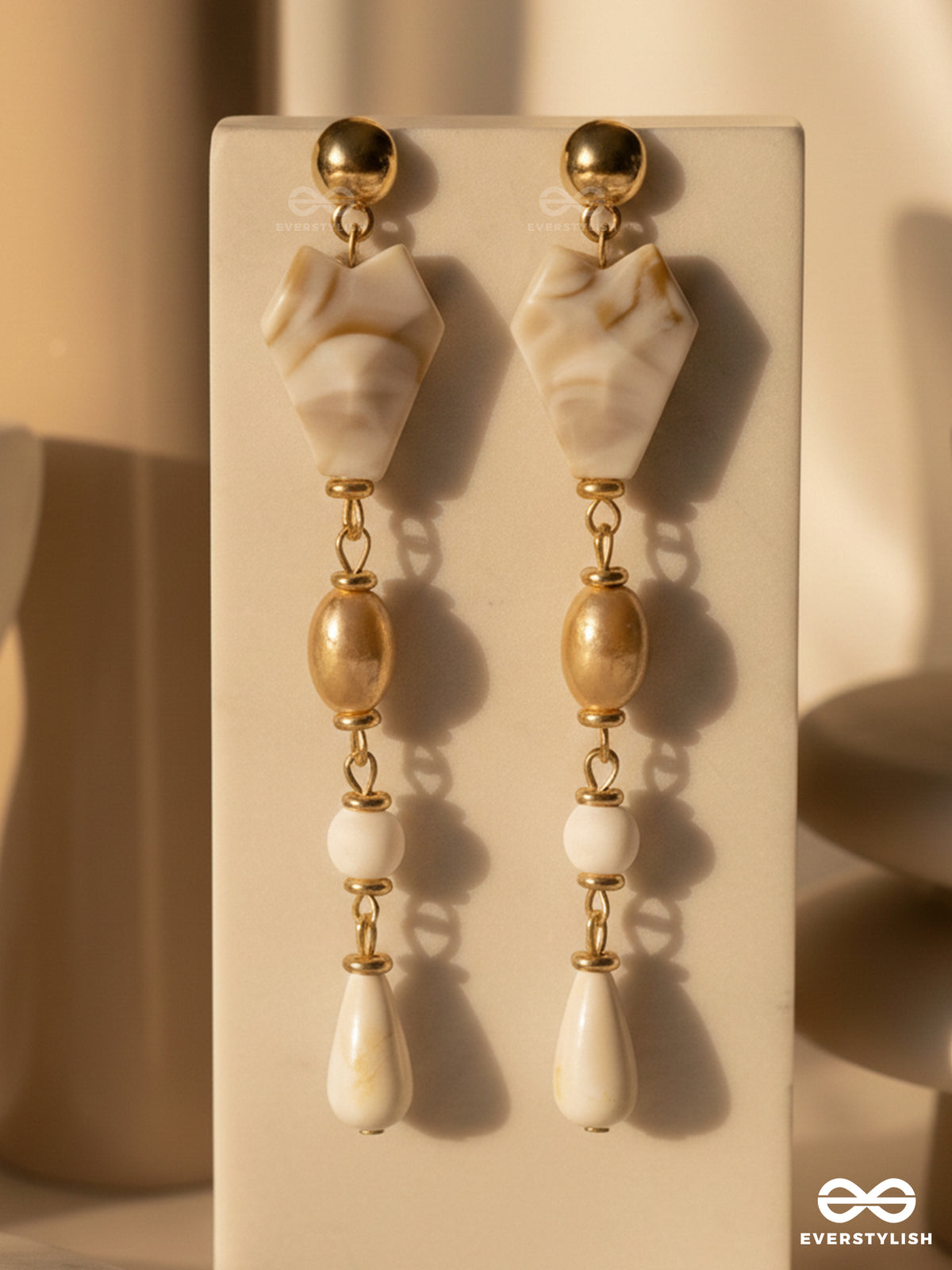 The Rope Of Sand- Golden Embellished Sandstone Earrings