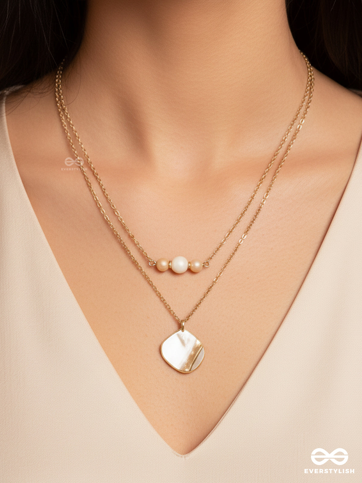 The Shellfish Wish- Golden Layered Sandstone Necklace With Anti-Tarnish Coating