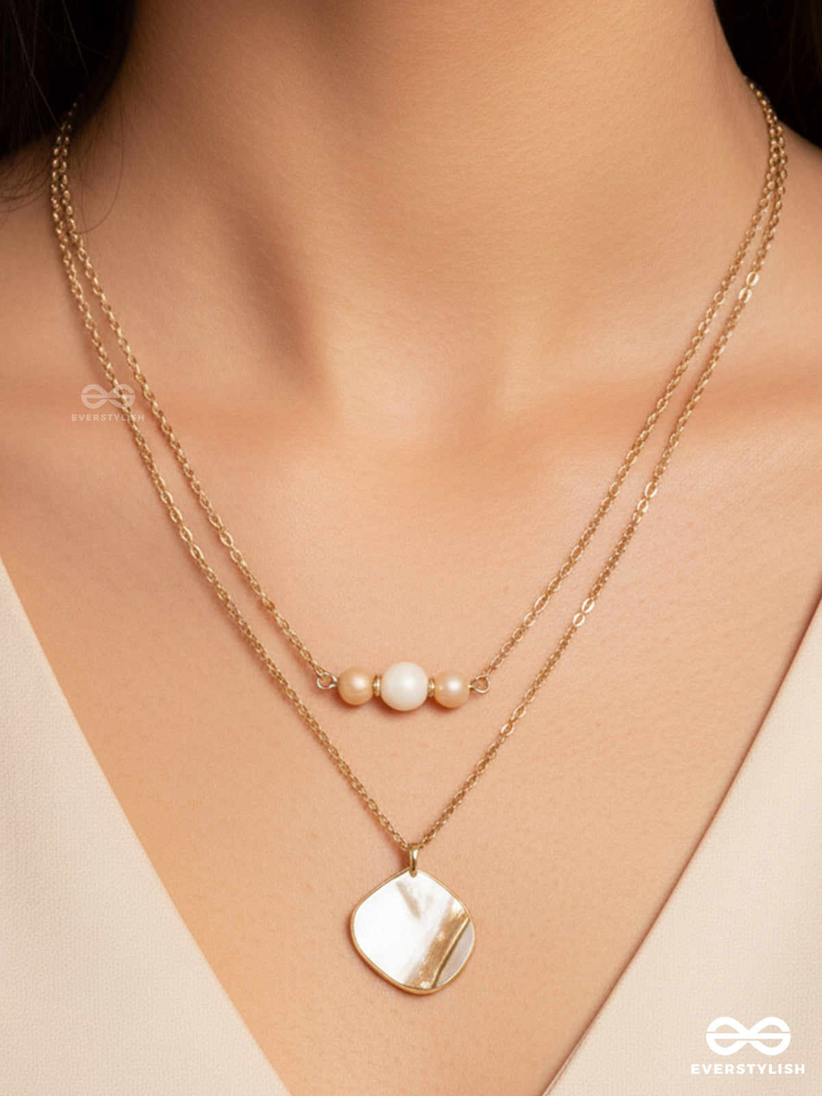 The Shellfish Wish- Golden Layered Sandstone Necklace With Anti-Tarnish Coating
