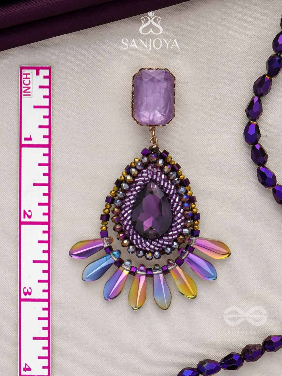 Shraayava- The Blooming Flower- Stones And Glass Beads Embroidered Earrings