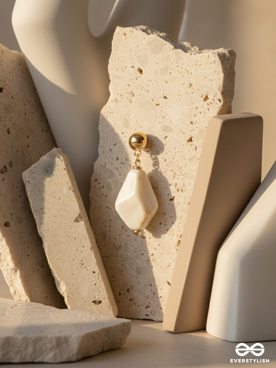 Rock' On- Golden Embellished Sandstone Earrings
