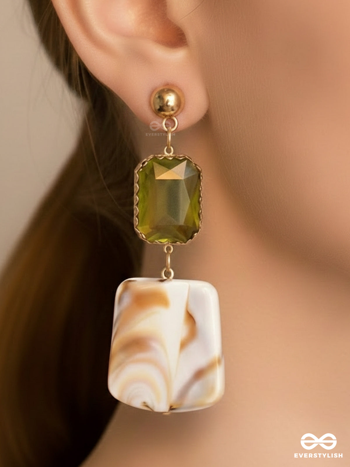The Sandy Feet- Golden Embellished Sandstone Earrings