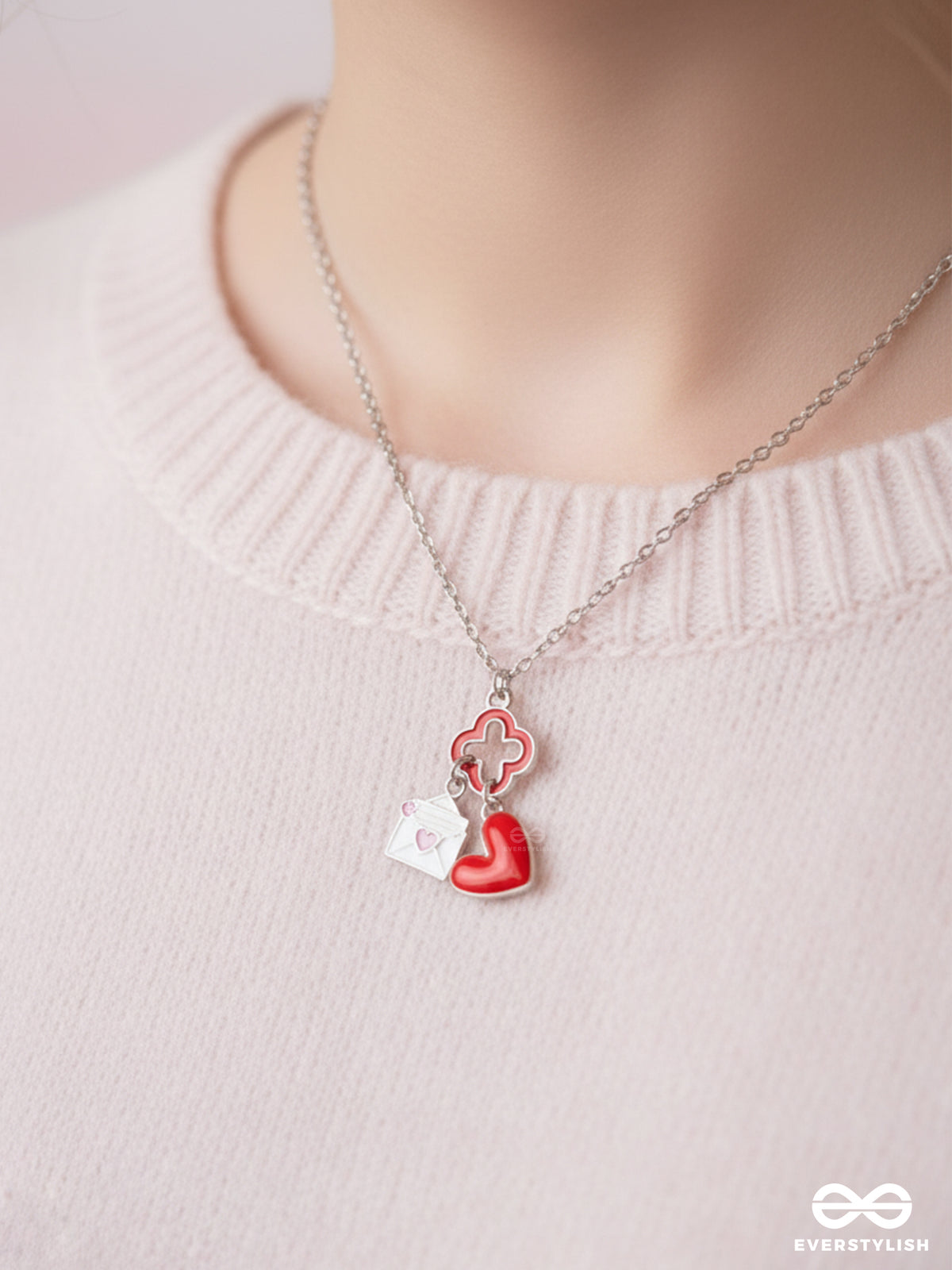 The Love Note - Golden Enamelled Necklace With Anti-Tarnish Coating
