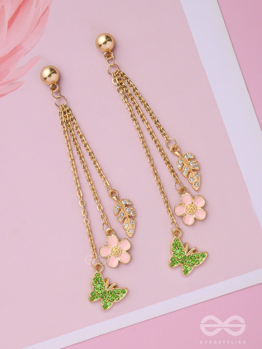 The Spring Butterfly- Golden Enamelled CZ Earrings