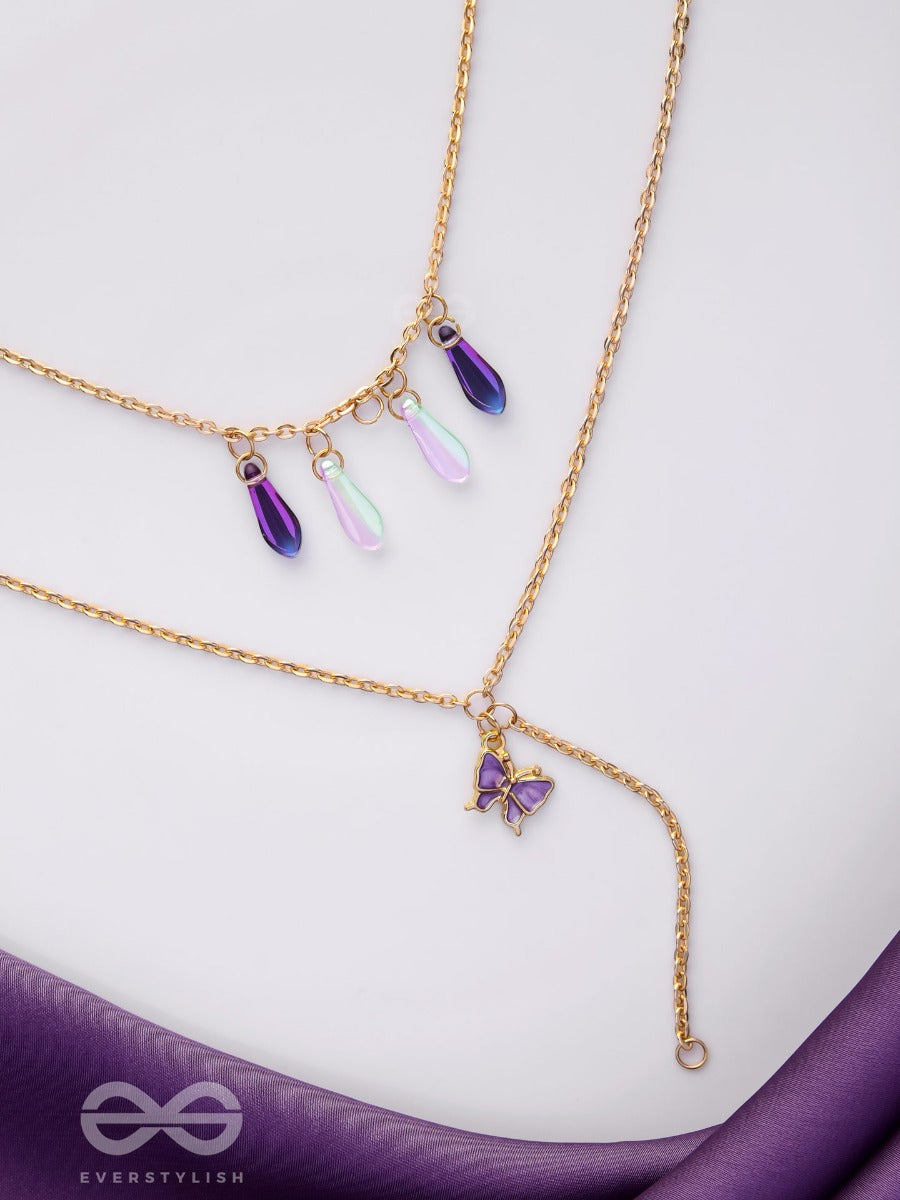 Butterfly N Blooms- Golden Layered Necklace With Anti-Tarnish Coating