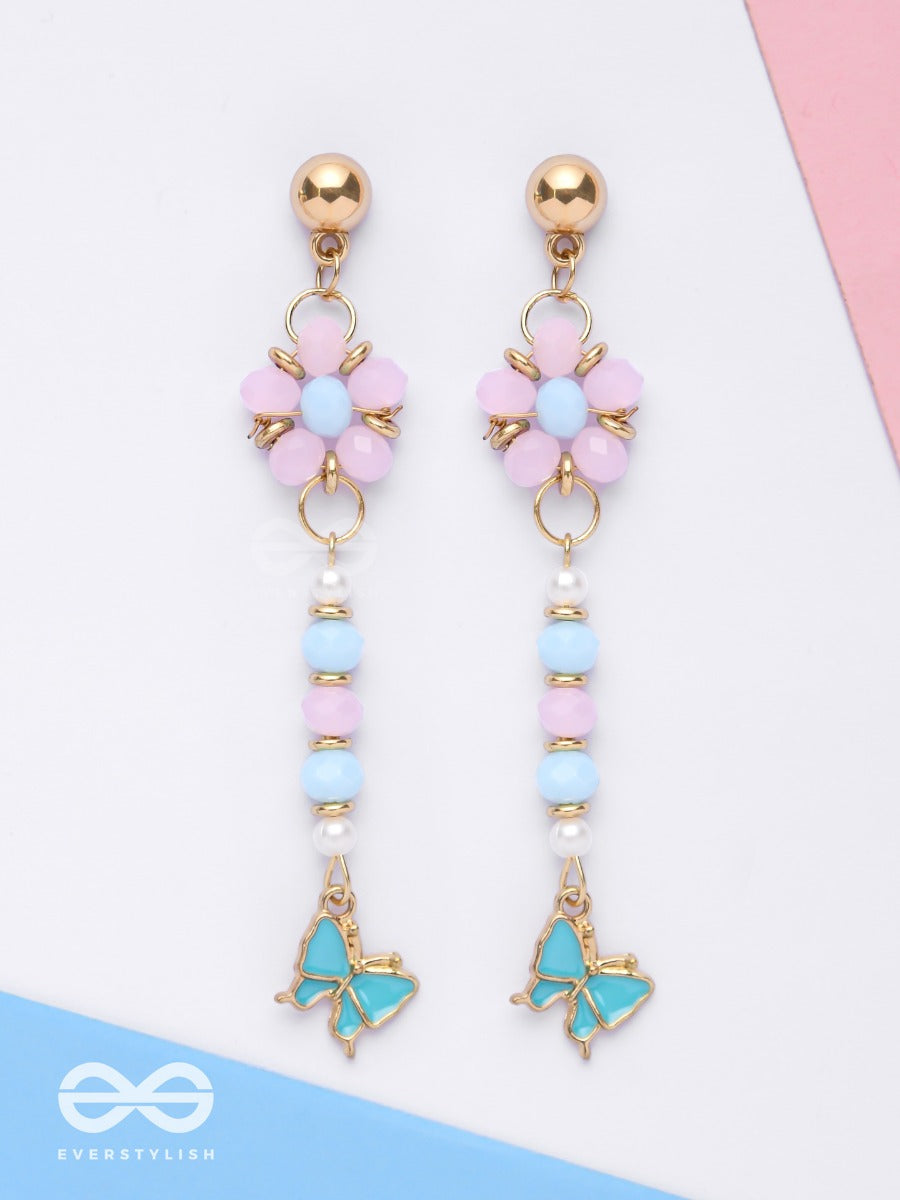 The Hovering Butterfly - Golden Embellished Earrings