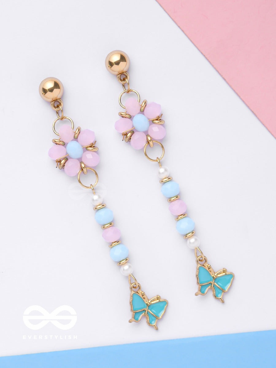 The Hovering Butterfly - Golden Embellished Earrings