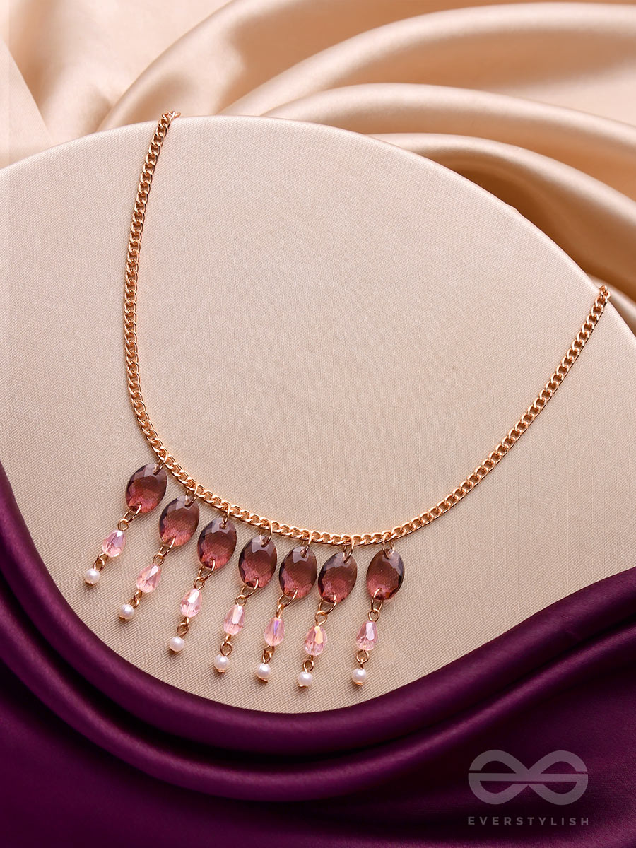 Pink It Up - Golden Embellished Necklace With Anti-Tarnish Coating