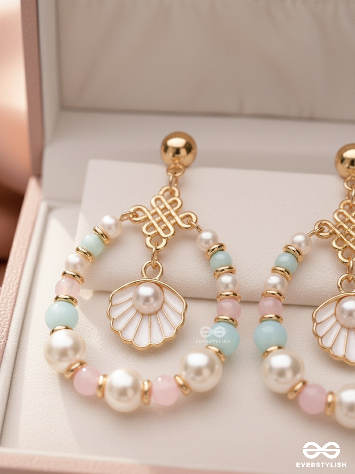 The Spunky Shell - Golden Embellished Earrings