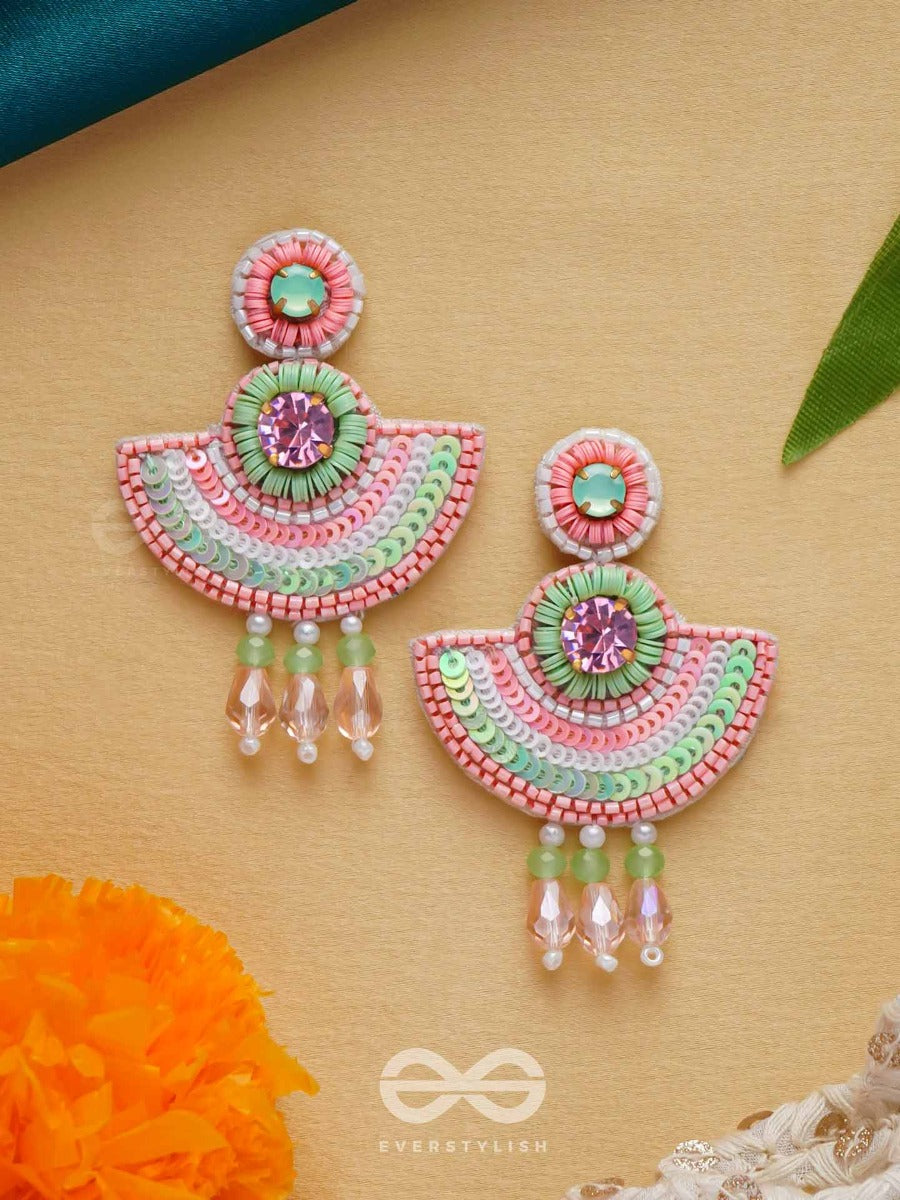 Yaamira- The Marvellous Moon- Stones & Sequins Embroidered Earrings