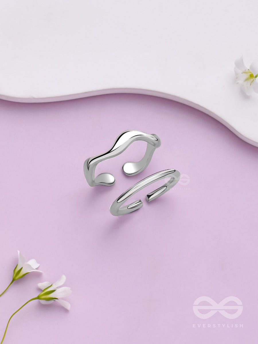 The Moonlit Trails- Silver Set Of Two Rings