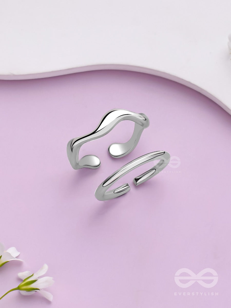 The Moonlit Trails- Silver Set Of Two Rings