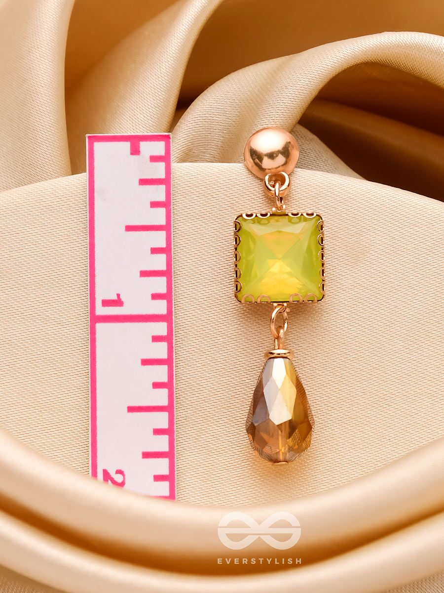 The Dazzling Jade- Golden Embellished Earrings