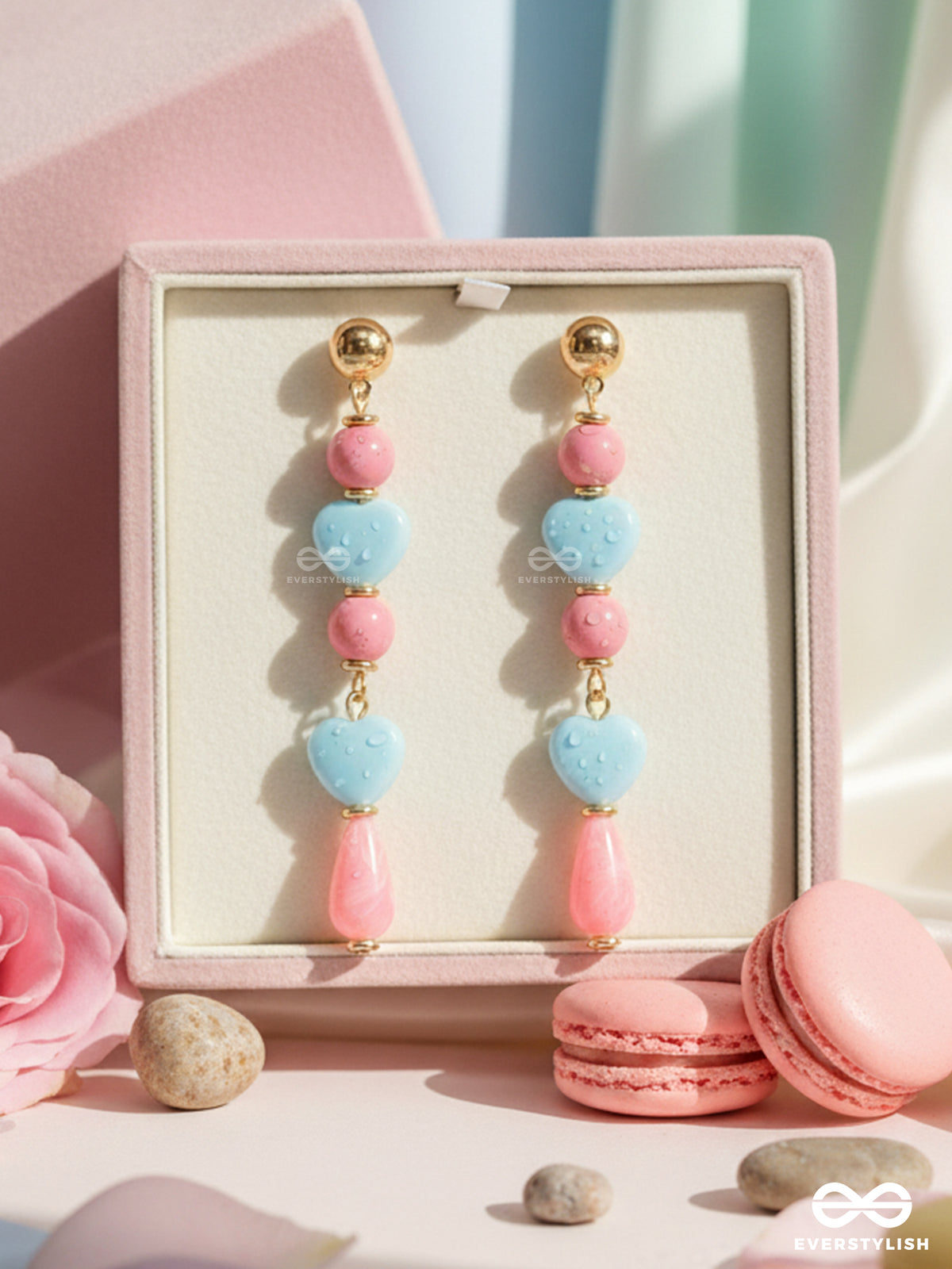 Tug At Heartstrings- Golden Embellished Earrings