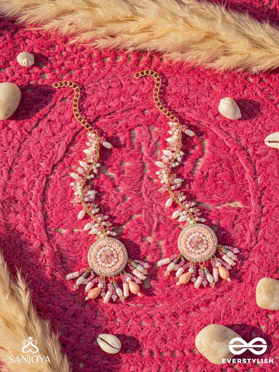 Priyaala- The Flower Vine- Pearls & Sequins Embroidered Chain Earrings