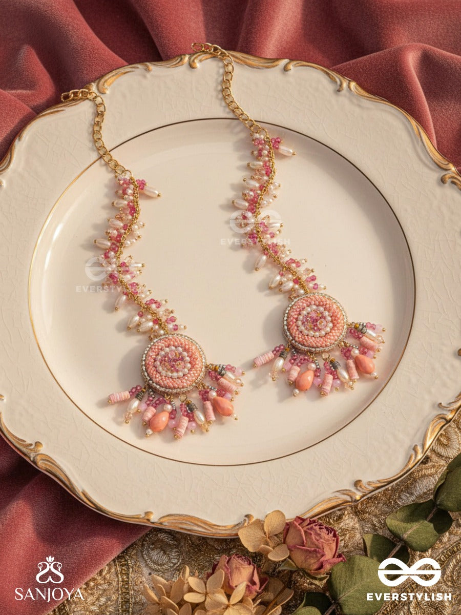 Priyaala- The Flower Vine- Pearls & Sequins Embroidered Chain Earrings