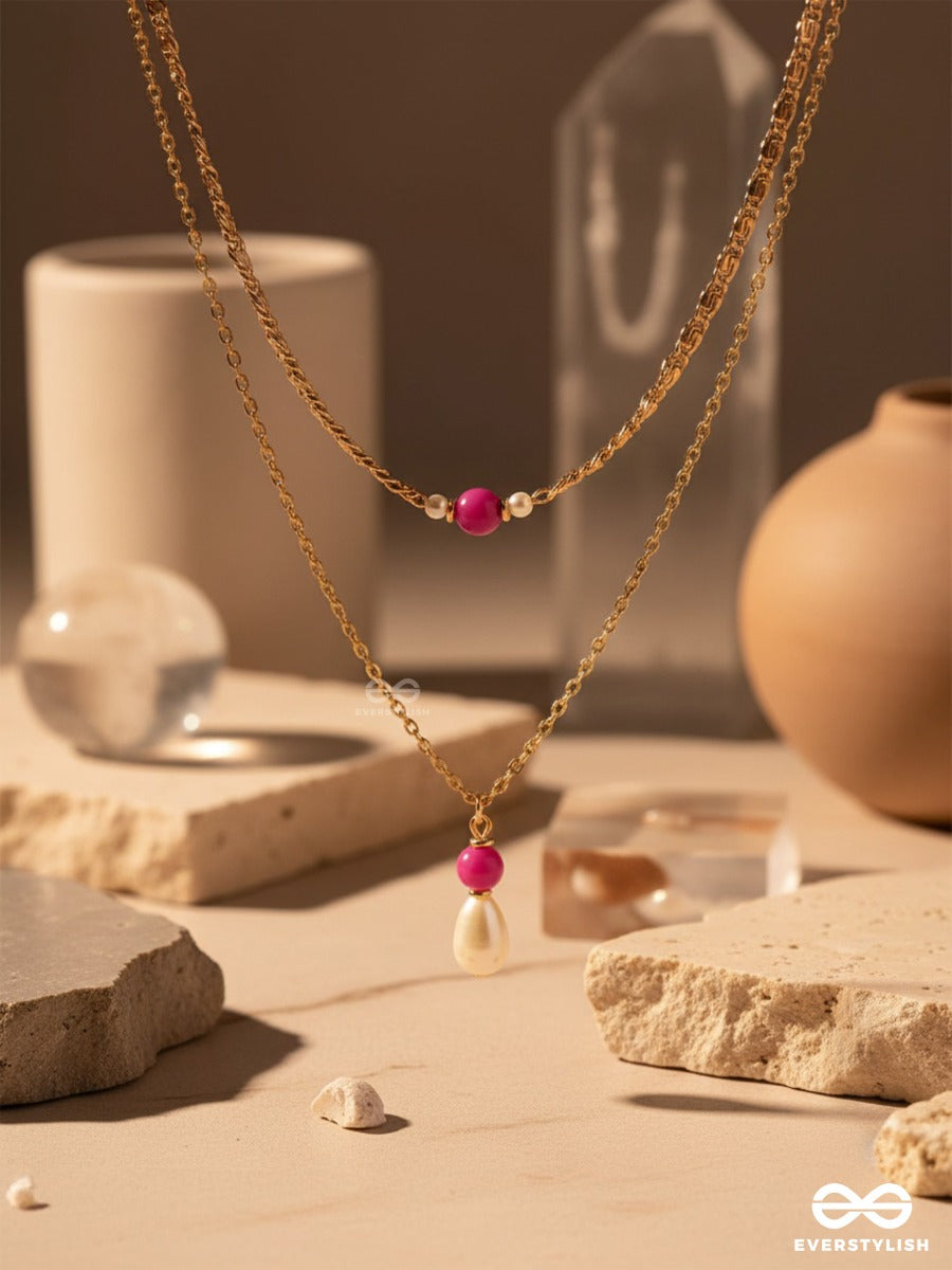 The Cotton Candy- Golden Pearl Layered Necklace