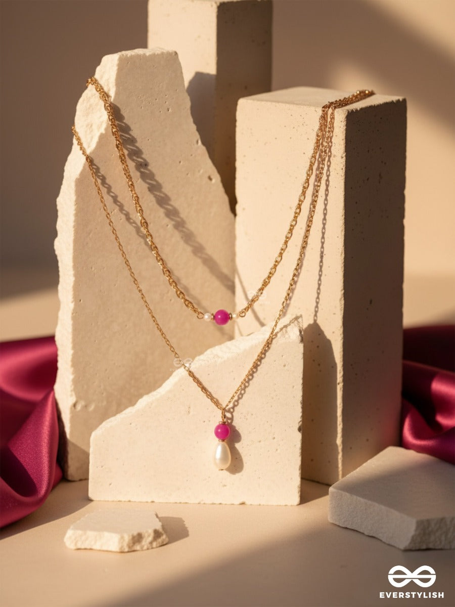 The Cotton Candy- Golden Pearl Layered Necklace