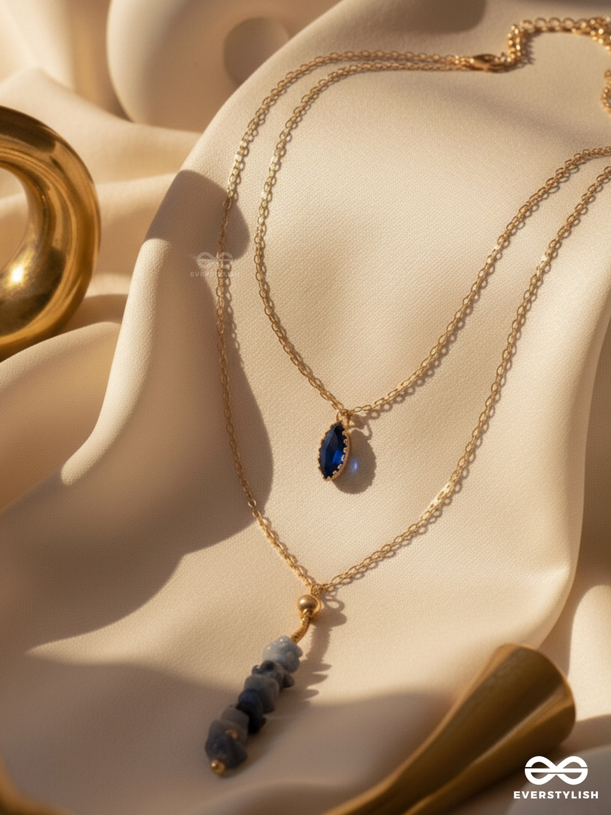 The Rock Candy- Golden Embellished Layered Necklace With Anti-Tarnish Coating