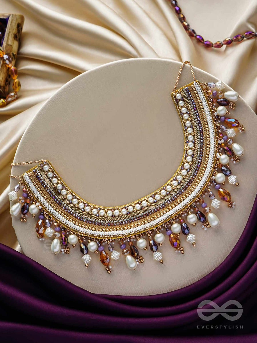 Vaidurya- Studded With Gems- Pearls, Beads & Sequins Embroidered Necklace