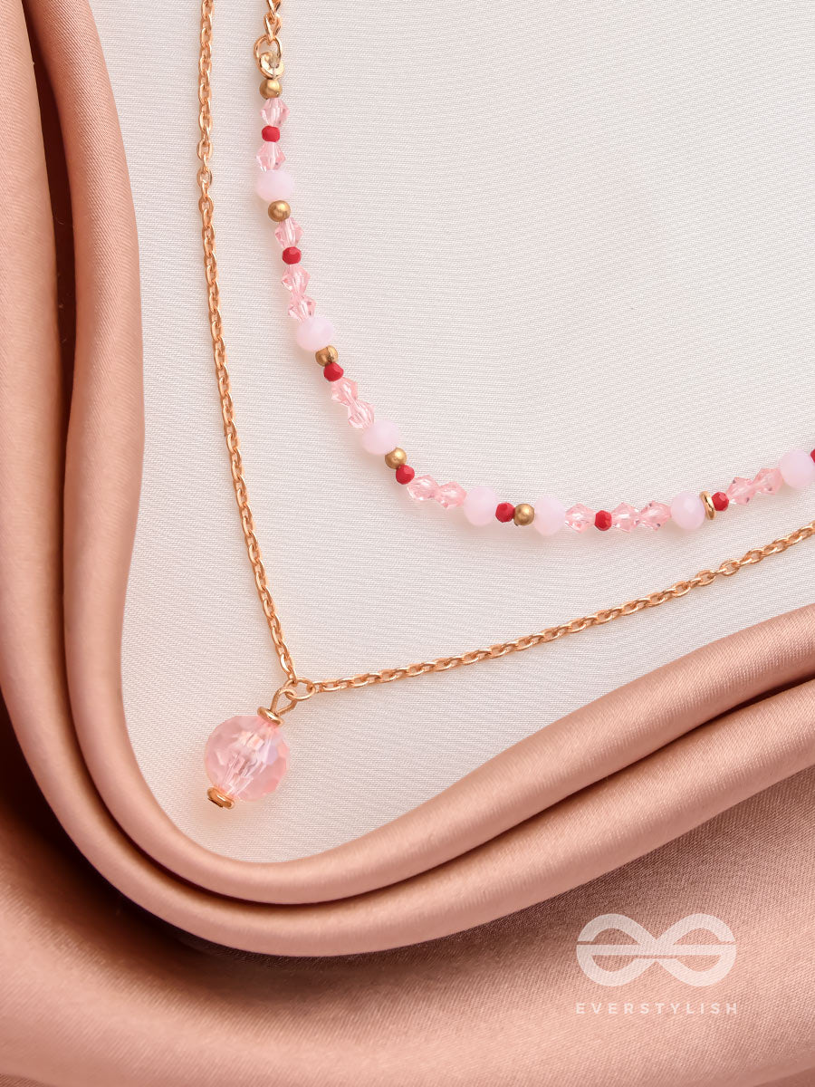 The Rosy Rosettes - Golden Beaded Layered Necklace With Anti-Tarnish Coating