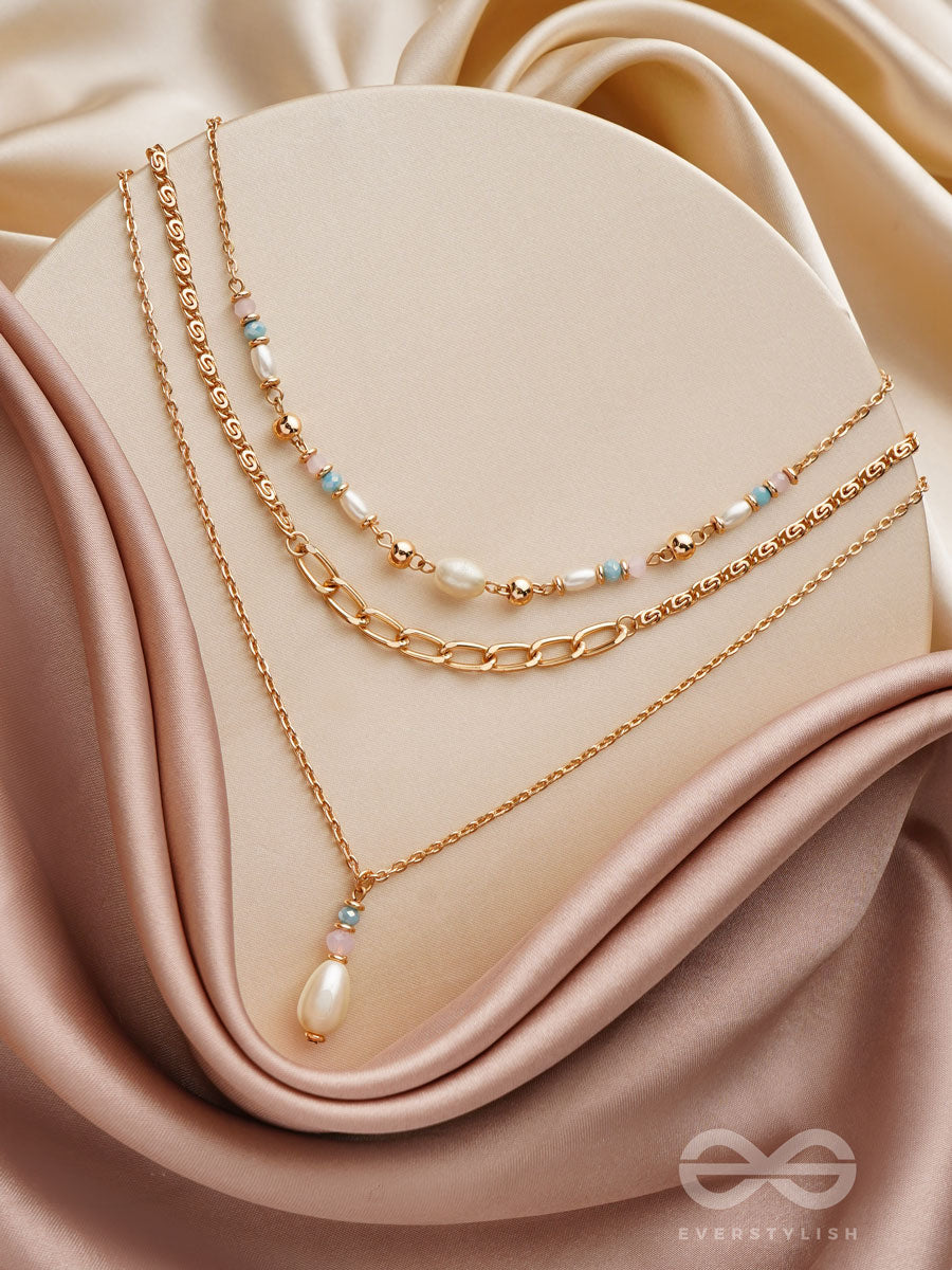 The Bling Brigade - Golden Layered Necklace With Anti-Tarnish Coating