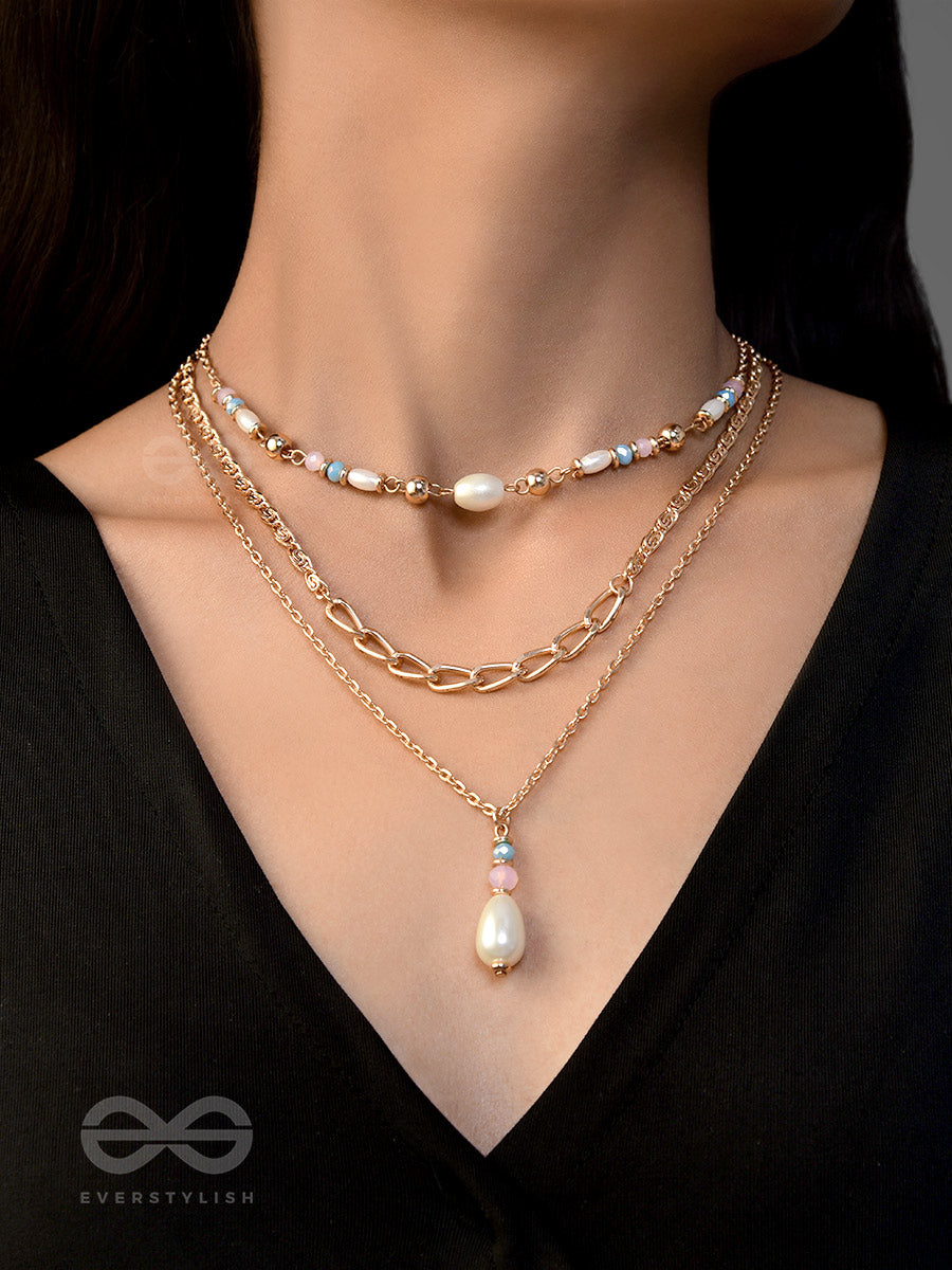 The Bling Brigade - Golden Layered Necklace With Anti-Tarnish Coating
