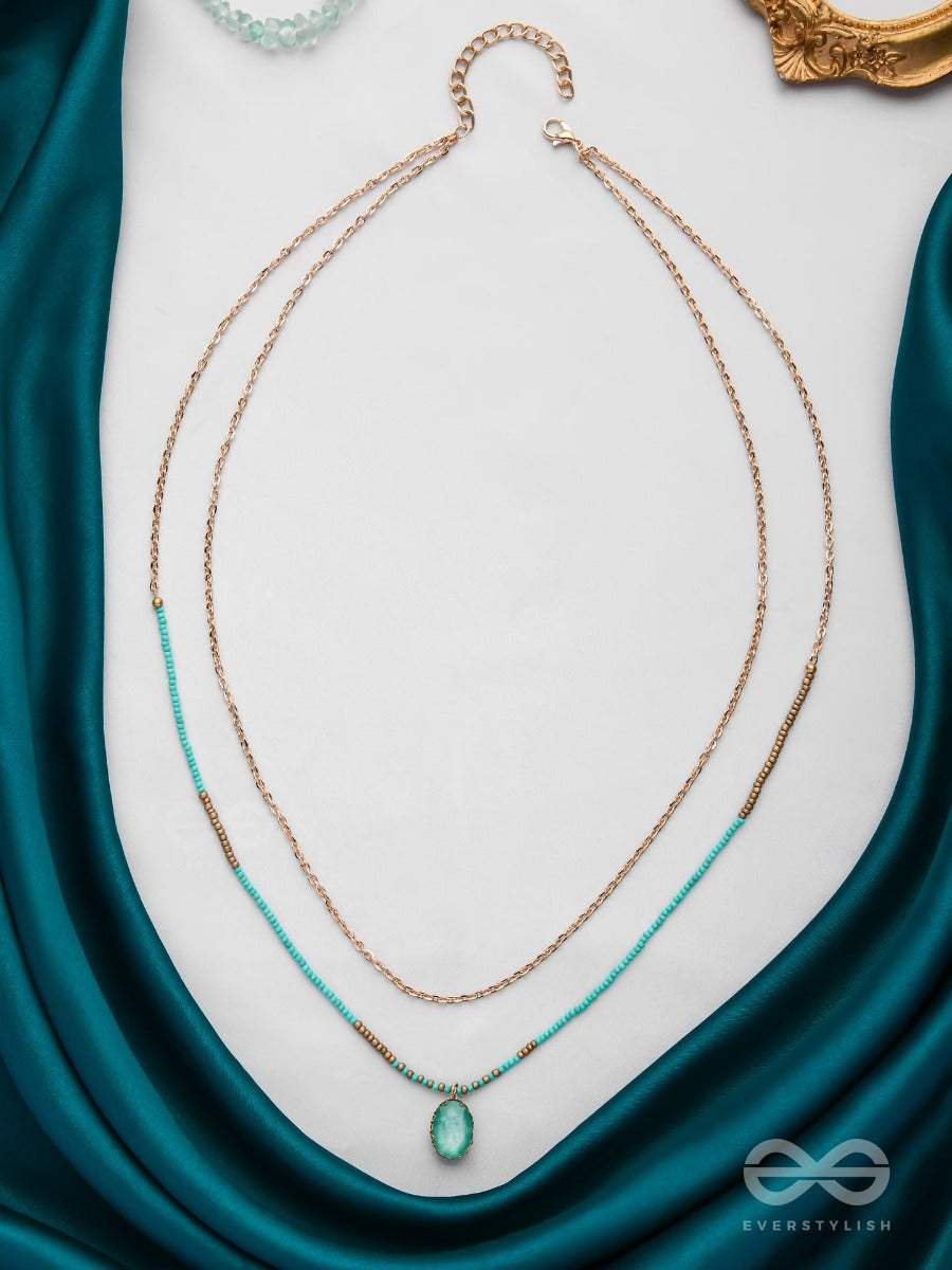 The Aquamarine Elegance - Everyday Wear Layered Necklace With Anti-Tarnish Coating
