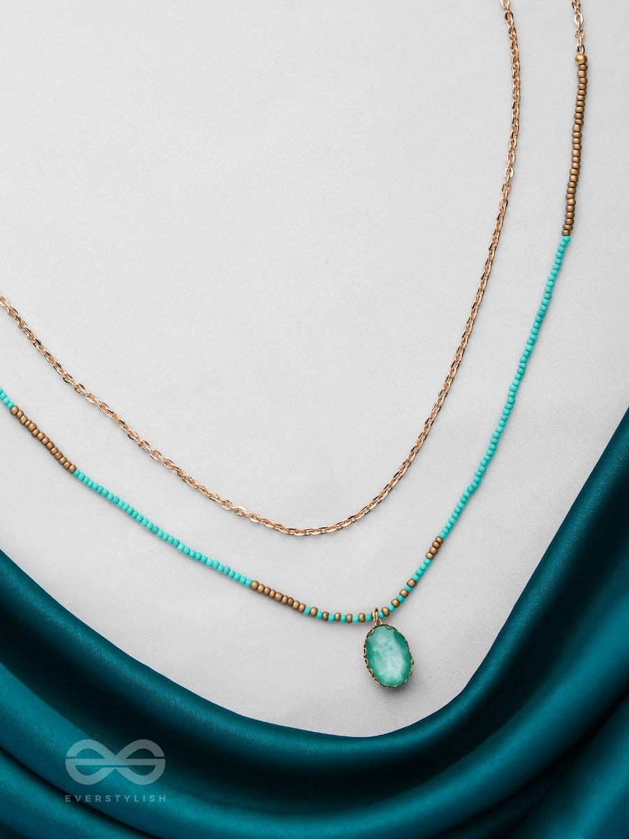 The Aquamarine Elegance - Everyday Wear Layered Necklace With Anti-Tarnish Coating