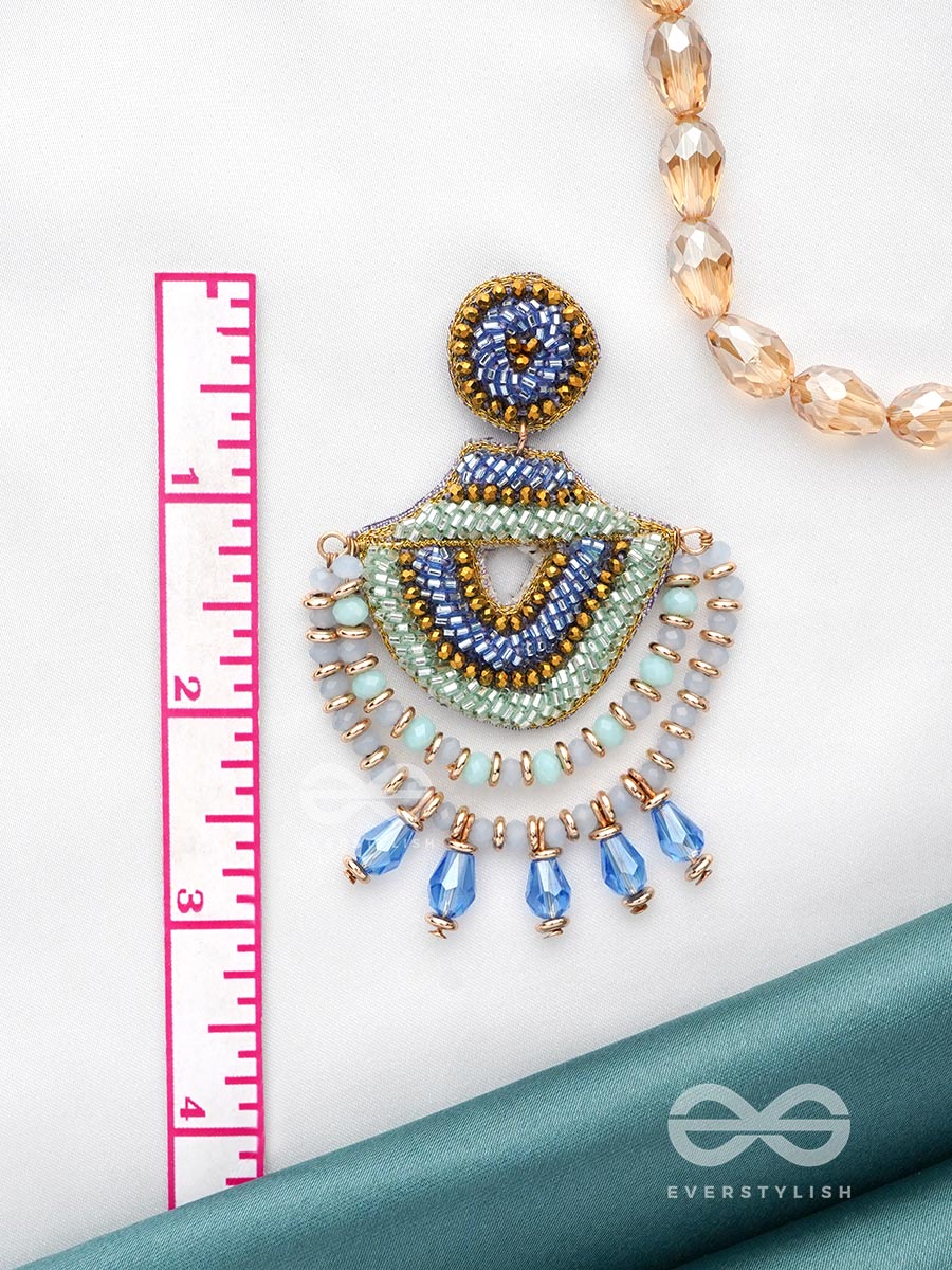 Chandralekha - The Moon's Ray - Beads And Glass Drop Embroidered Earrings