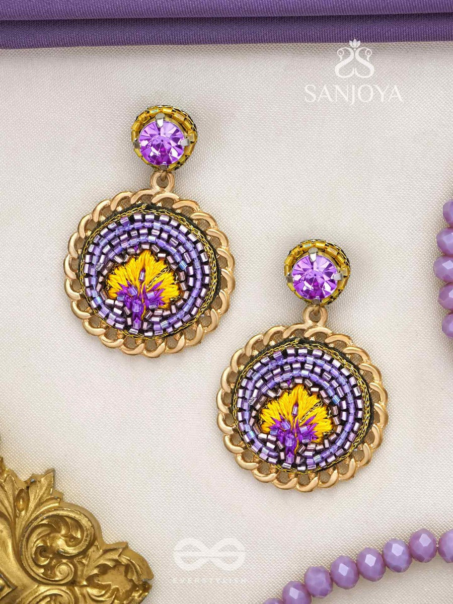 Parijata - The Celestial Flower - Resham And Stone Embroidered Earrings