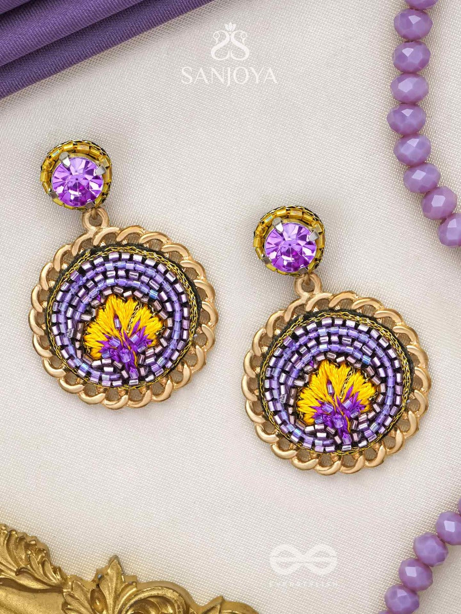Parijata - The Celestial Flower - Resham And Stone Embroidered Earrings