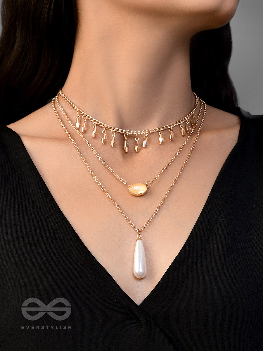 The Reality Stone - Golden Layered Necklace With Anti-Tarnish Coating