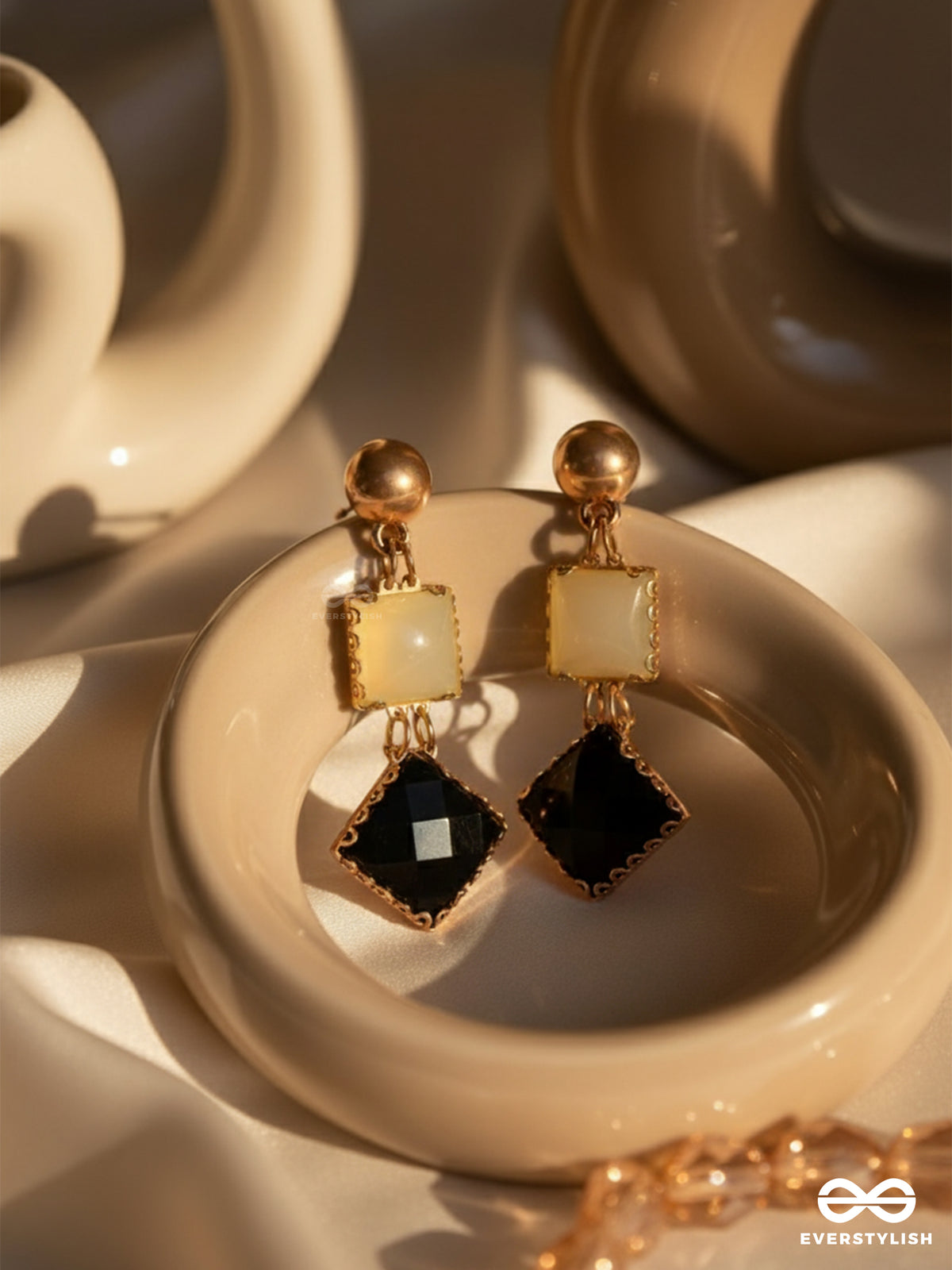 Classic Black Magic - Embellished Drop Earrings