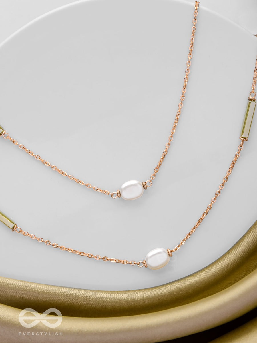 The Evergreen Elegance - Golden Embellished Multilayered Necklace With Anti-Tarnish Coating