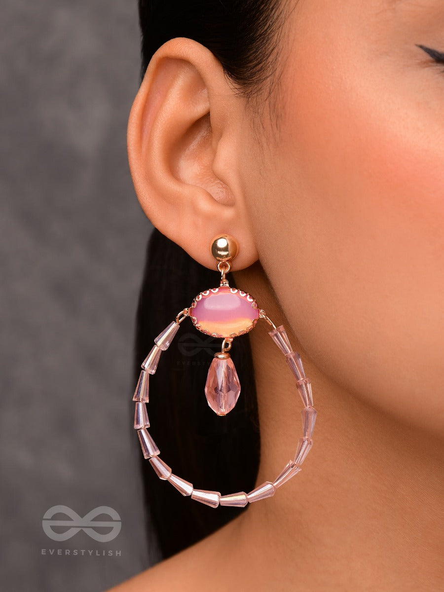 The Blushing Moon - Golden Embellished Earrings