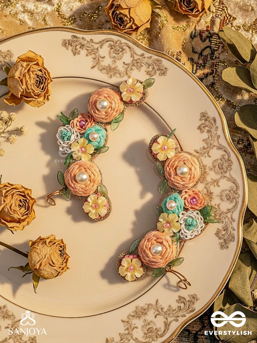 Meghamala - The Garland Of Clouds - Sequins, Beads, Pearls And Resham Hand Embroidered Earrings