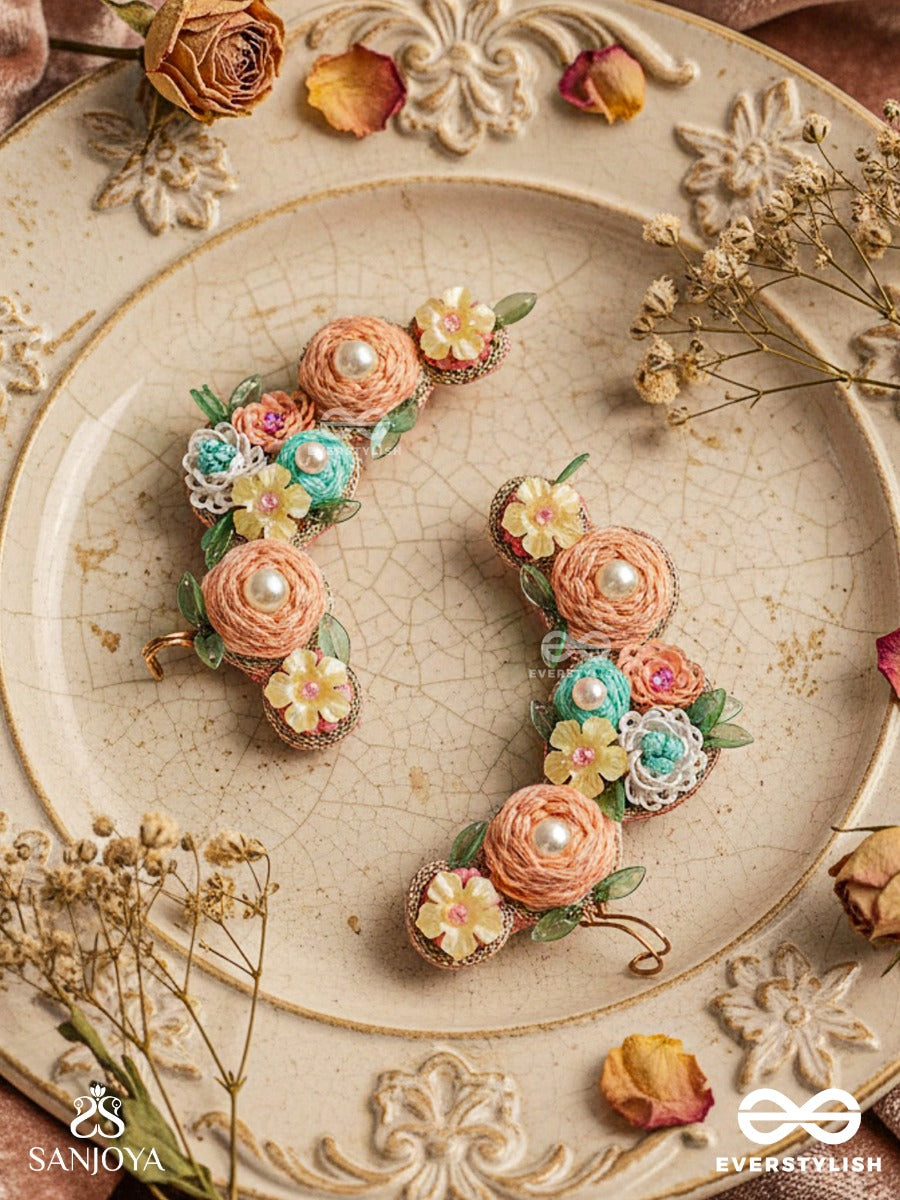 Meghamala - The Garland Of Clouds - Sequins, Beads, Pearls And Resham Hand Embroidered Earrings