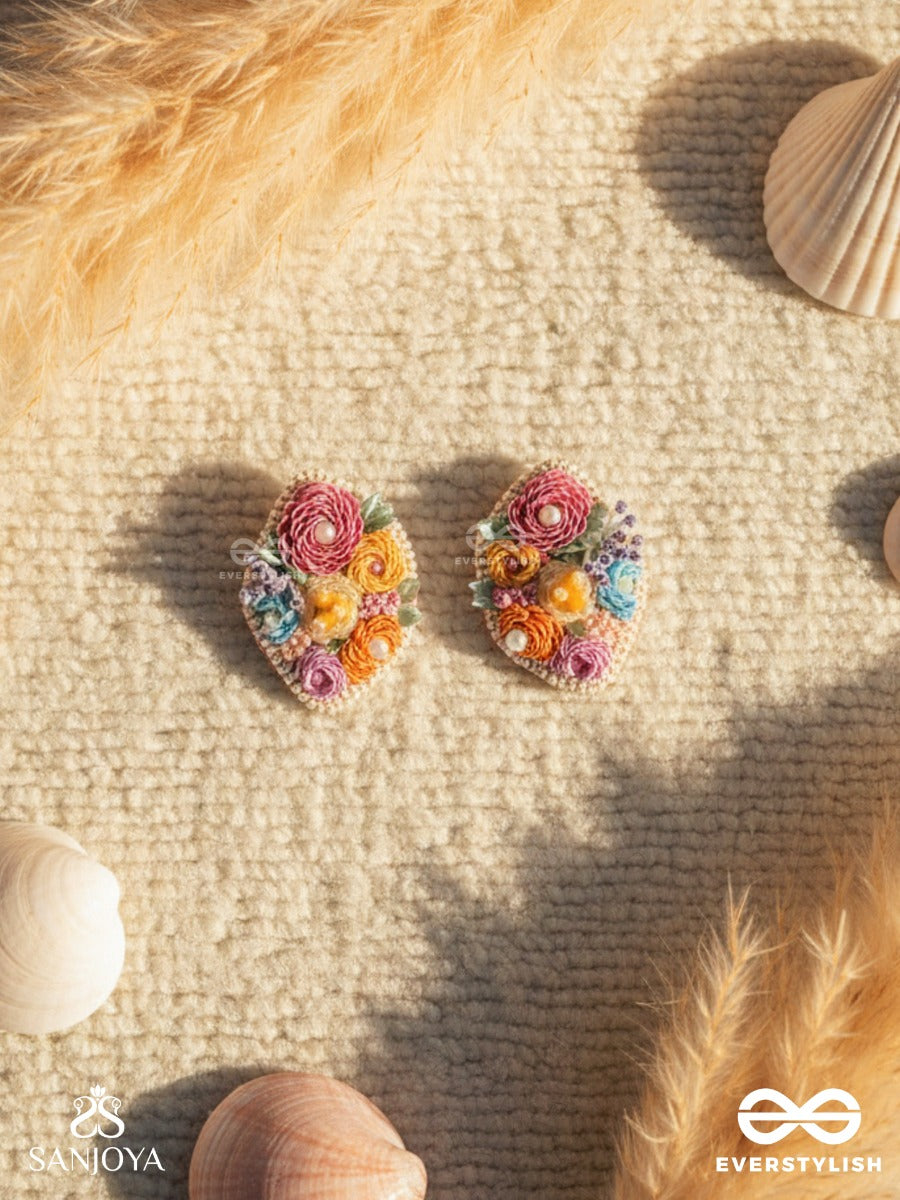 Vasantika- The Spring Bloom - Sequins,Pearls And Resham Embroidered Earrings (Multicolor)